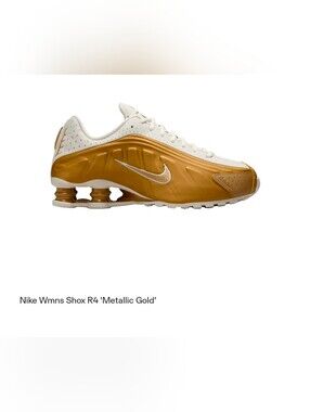 [W-8.5]=[M-7]  Nike Wmns Shox R4 'Metallic Gold'